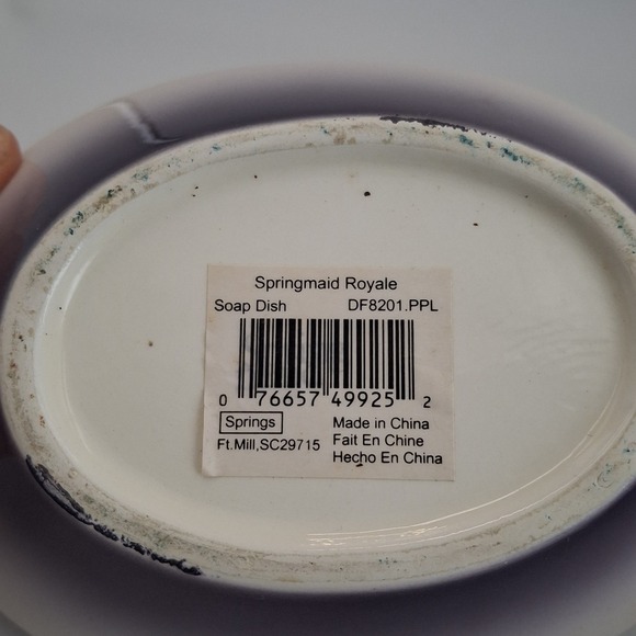 Springmaid Royale Lily of the Nile Ceramic Bathroom Soap Dish Set Of 2 Purple - Picture 5 of 8